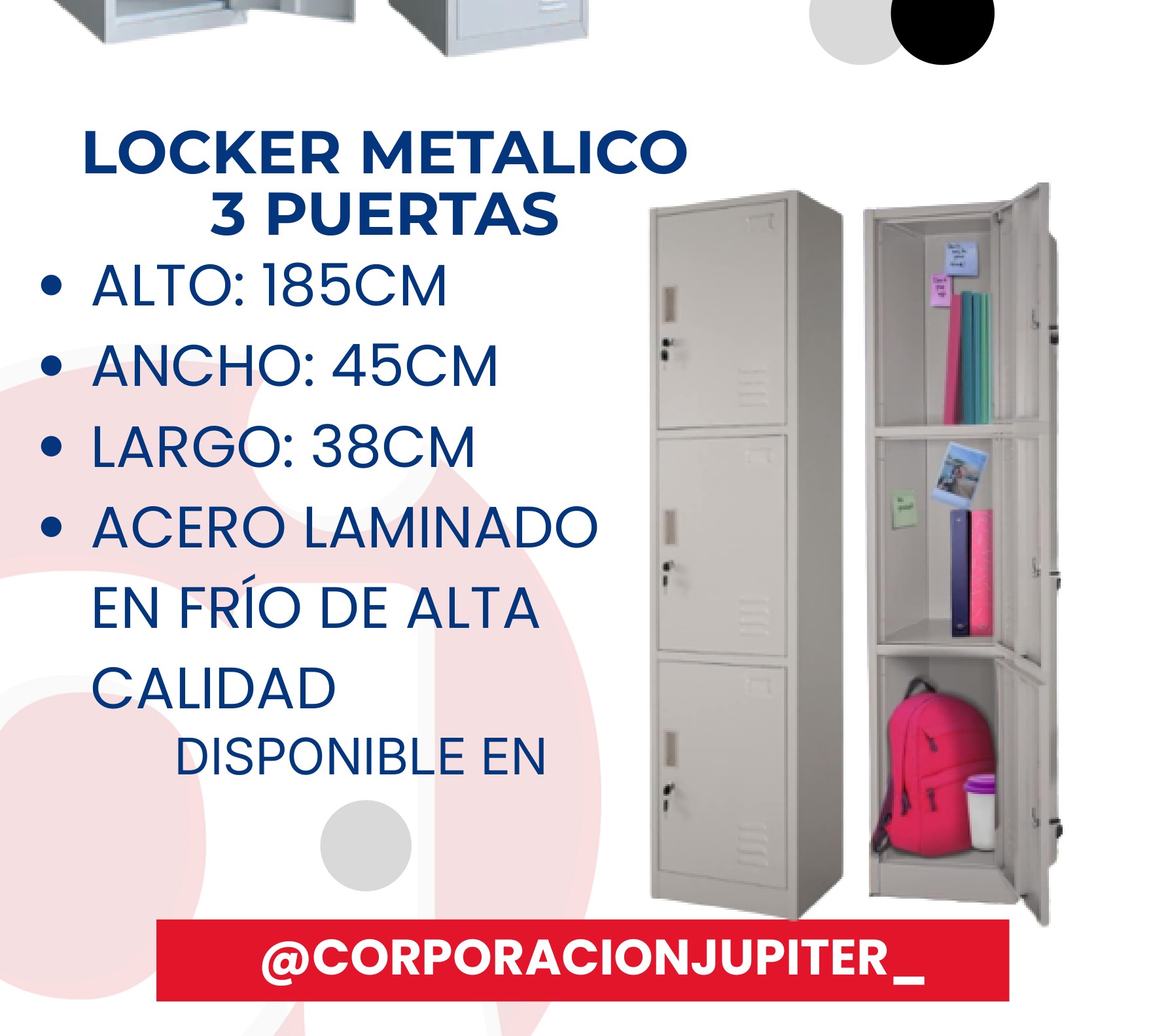 Locker Metálico 3 Puertas