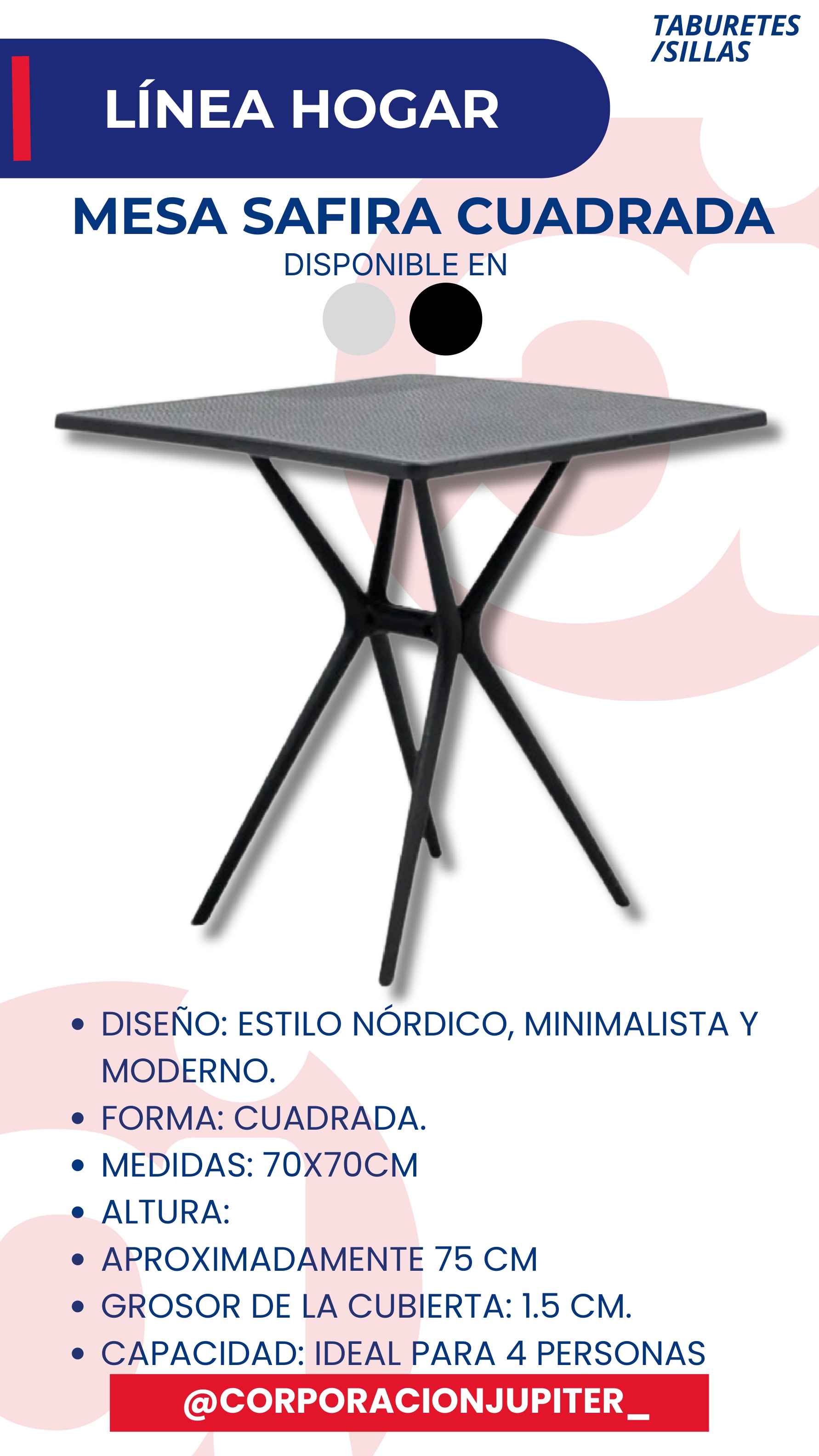 Mesa Safira Cuadrada