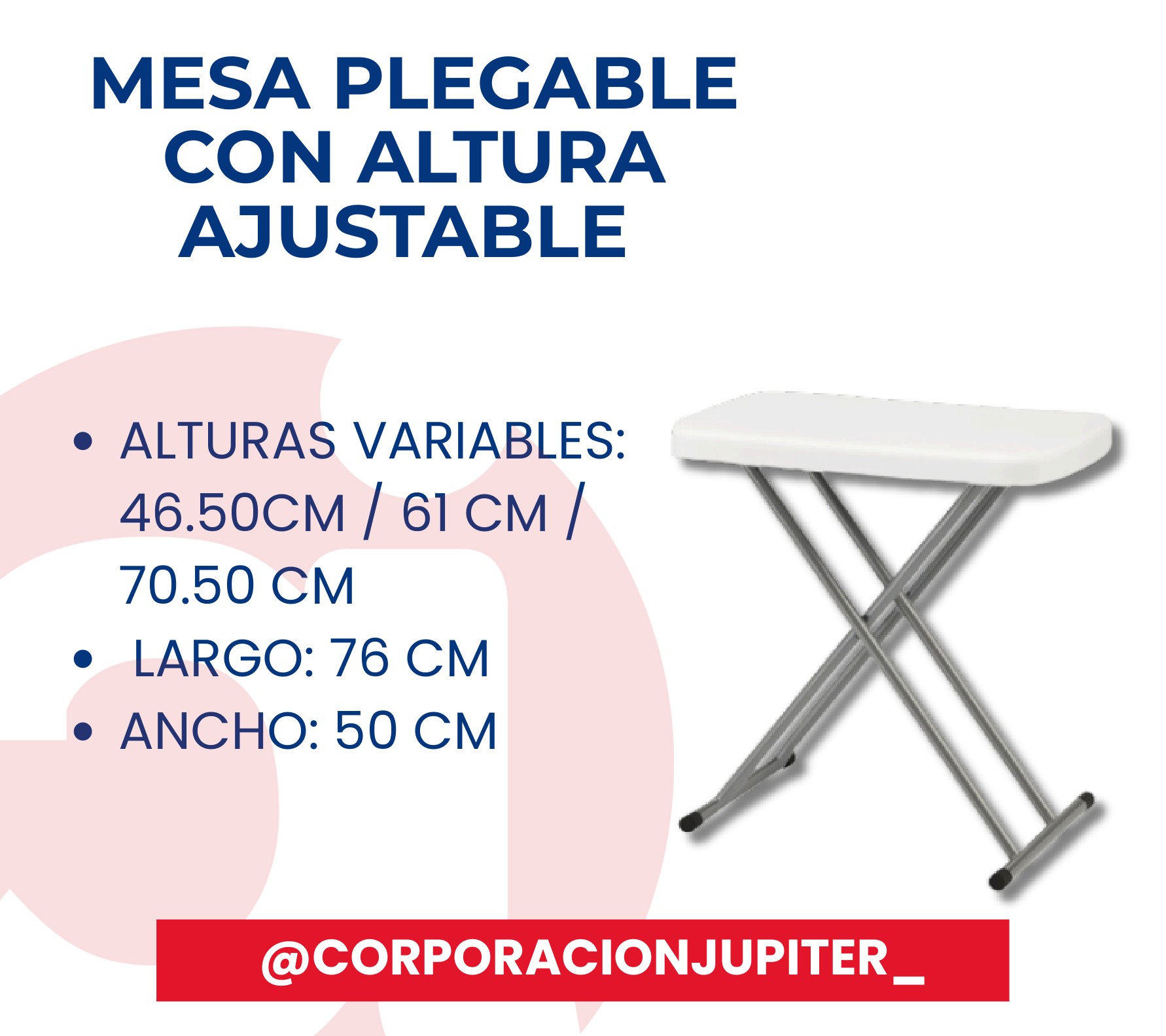 Mesa Plegable Con Altura Ajustable