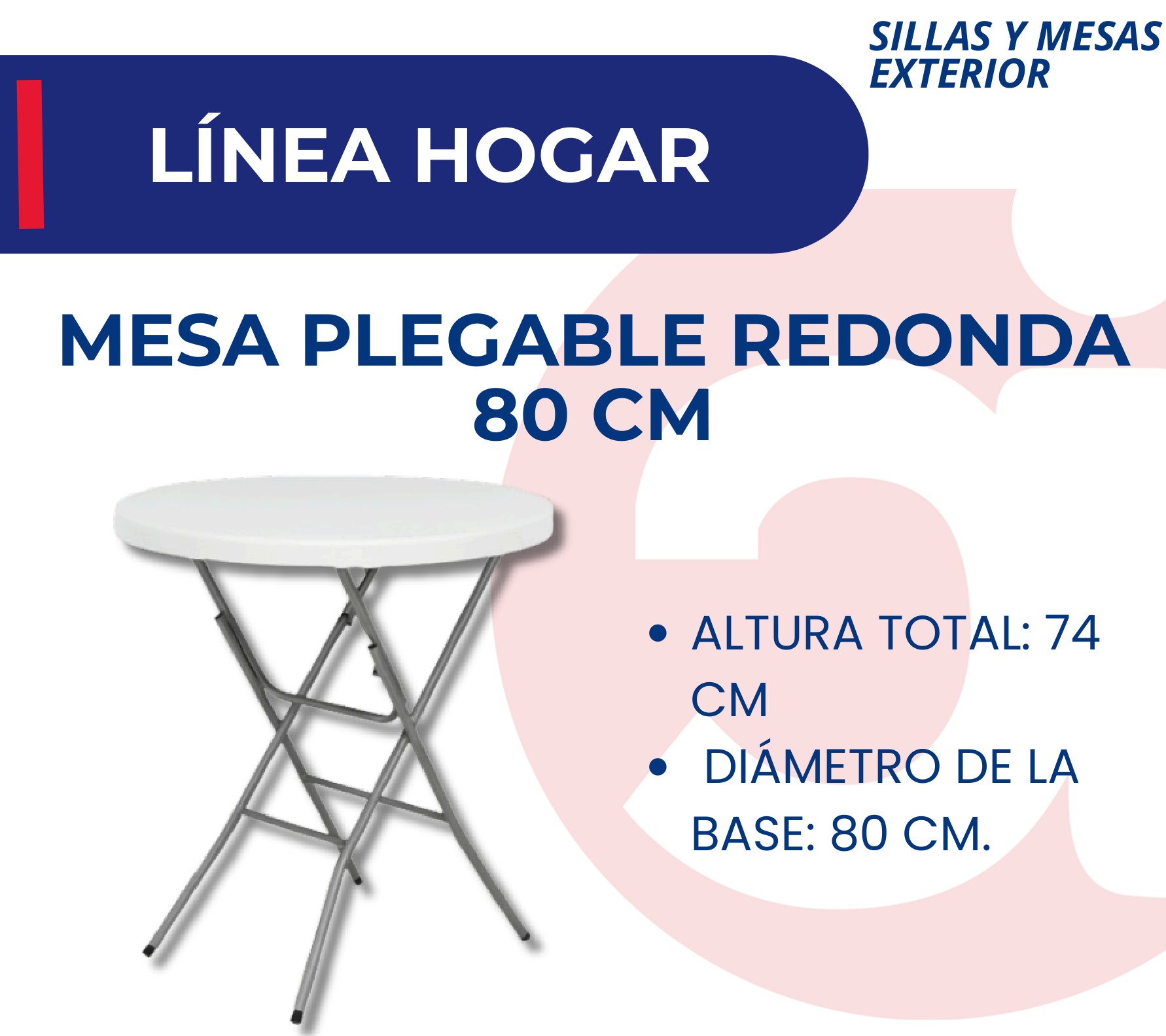 Mesa Plegable Redonda 80 CM