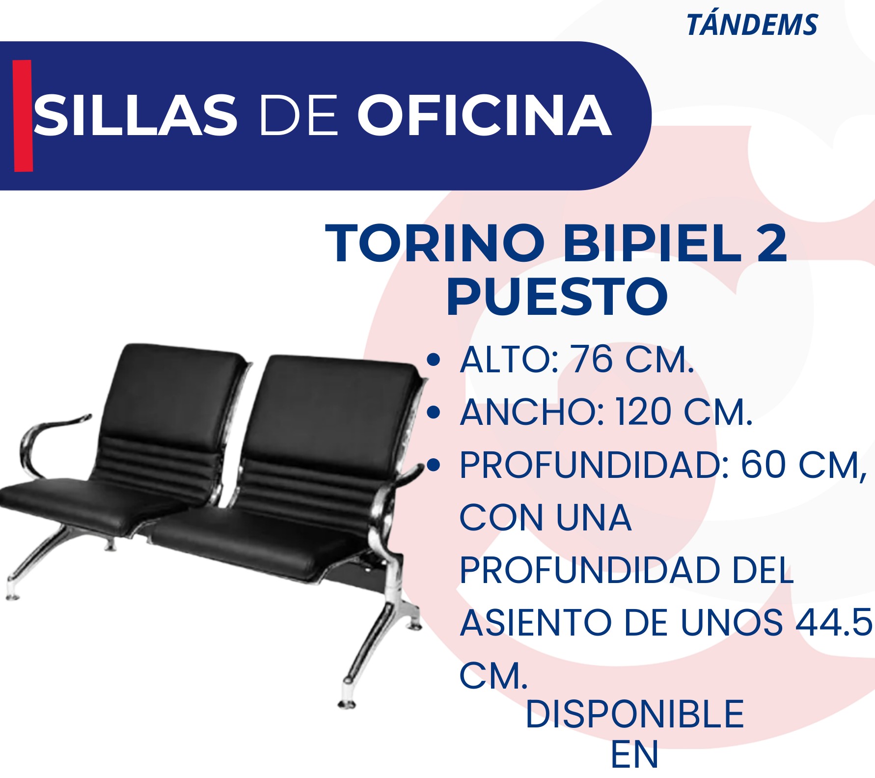 Silla Tándem Torino Bipiel 2 Puesto