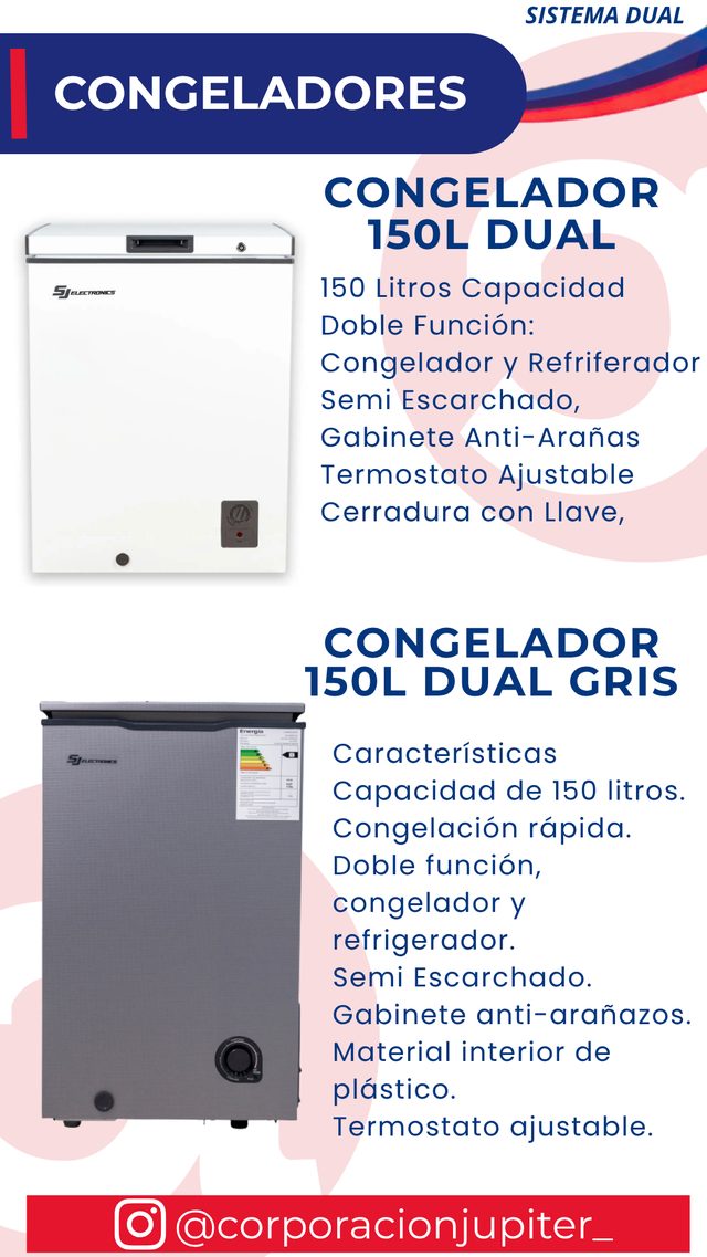 Congelador 150L Dual / Congelador 150L Dual Gris