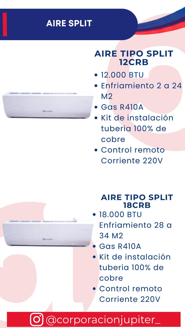 Aire Tipo Split 12CRB / Aire Tipo Split 18CRB
