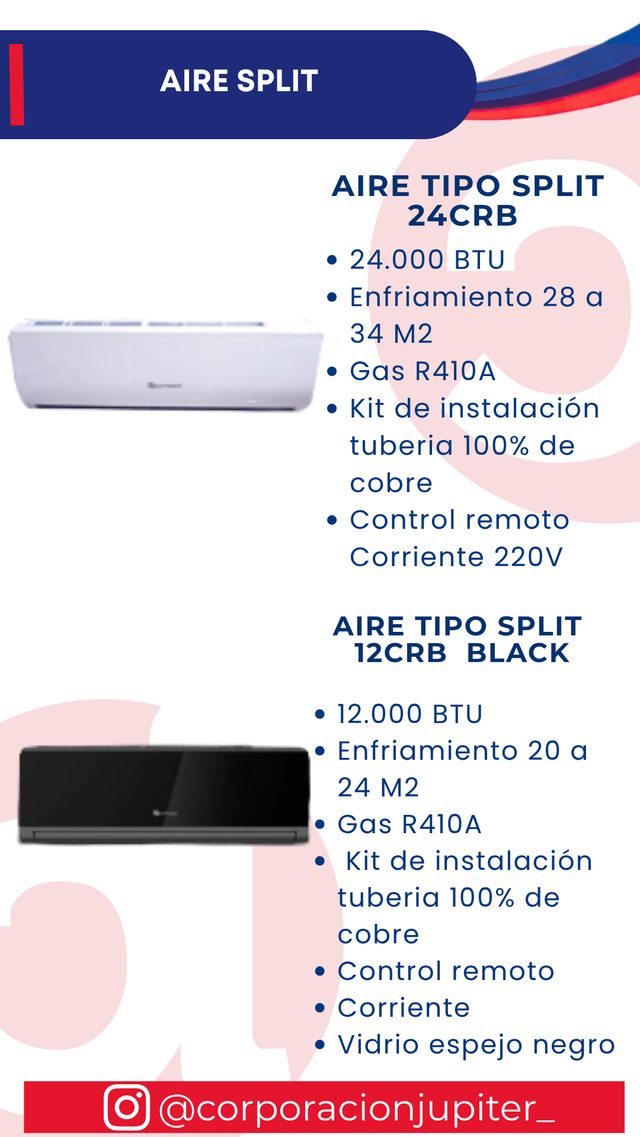 Aire Tipo Split 24CRB / Aire Tipo Split 12CRB Black