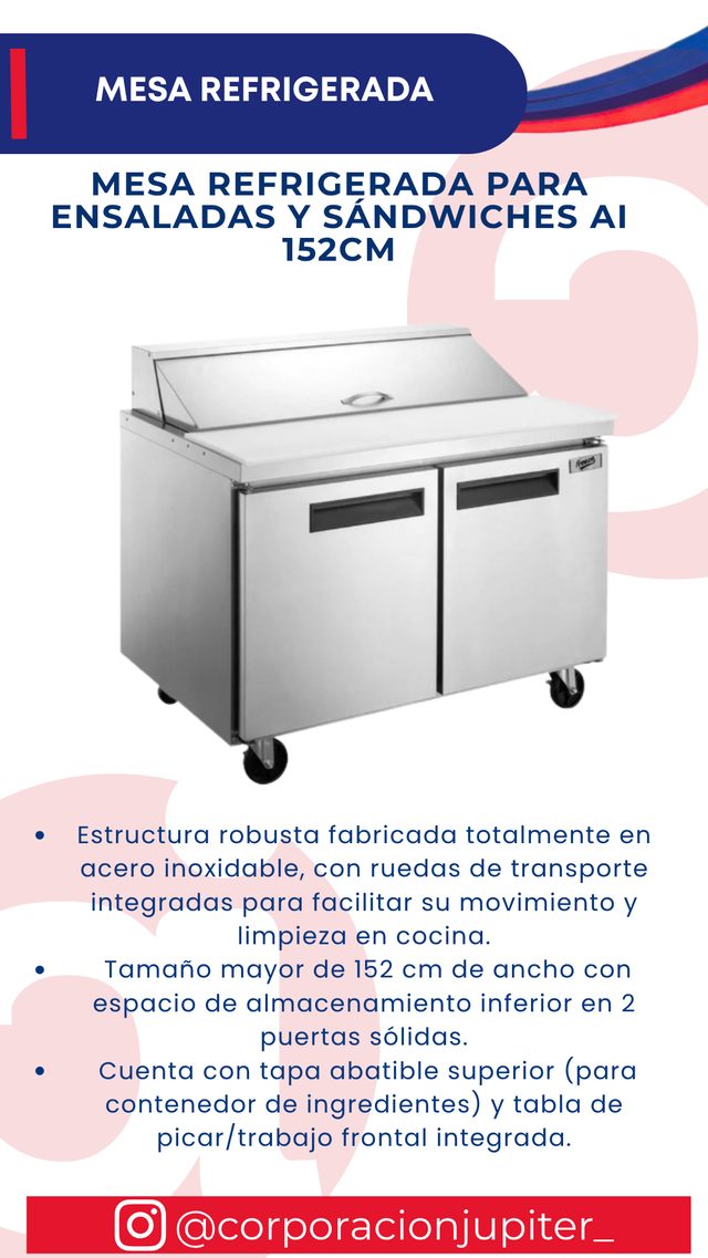 Mesa Refrigerada para Ensaladas y Sándwiches AI 152cm