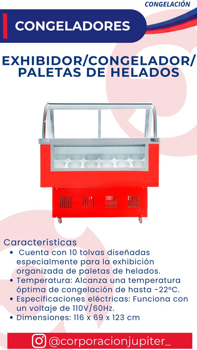 Exhibidor/Congelador/Paletas de Helados