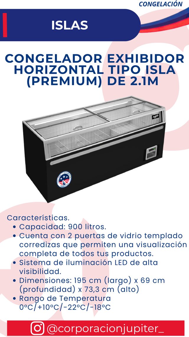 Congelador Exhibidor Horizontal Tipo Isla (Premium) de 2.1M