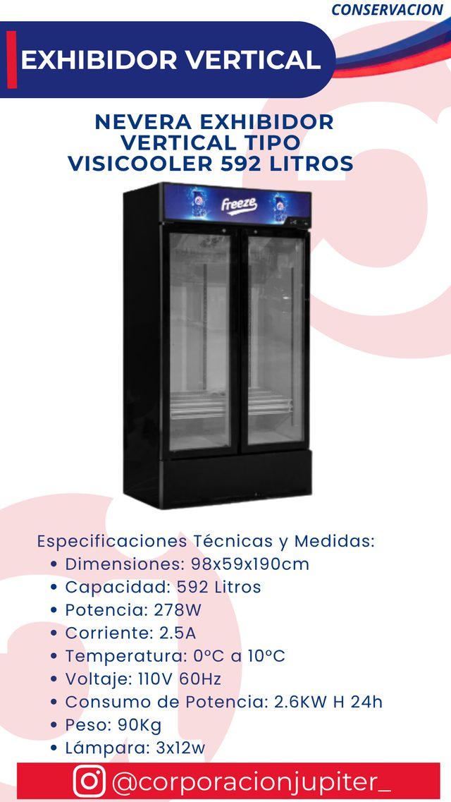 Nevera Exhibidor Vertical Tipo Visicooler 592 Litros