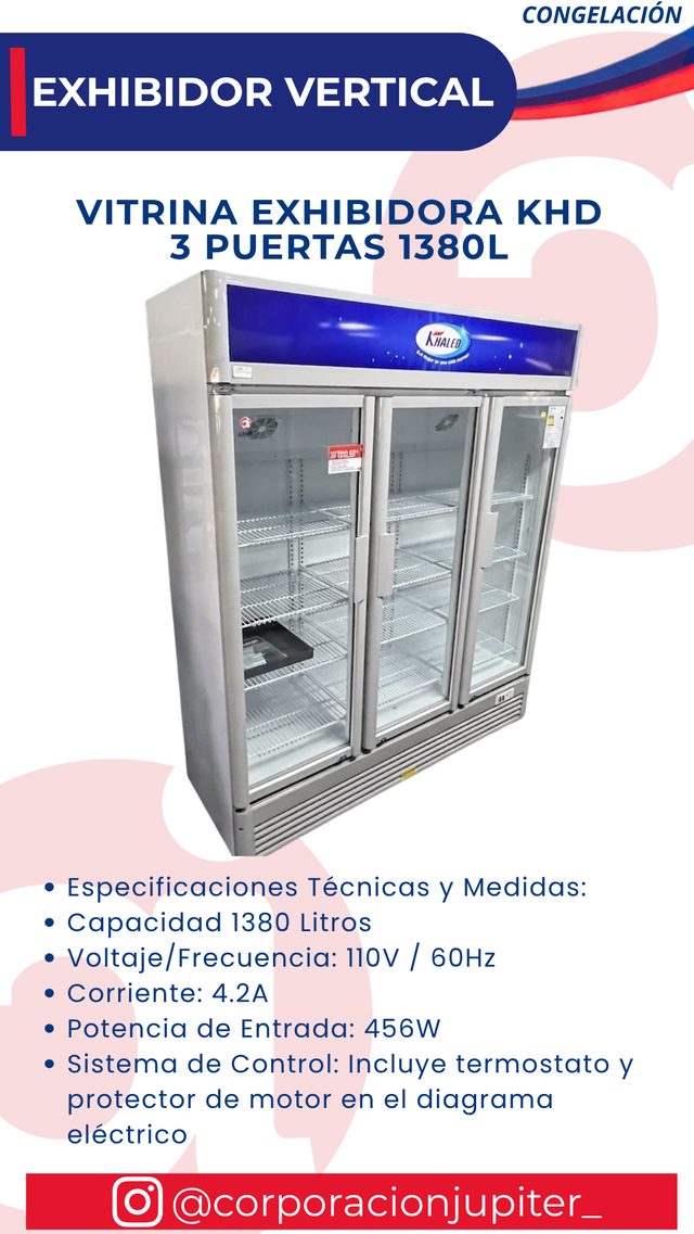 Vitrina Exhibidora KHD 3 Puertas 1380L
