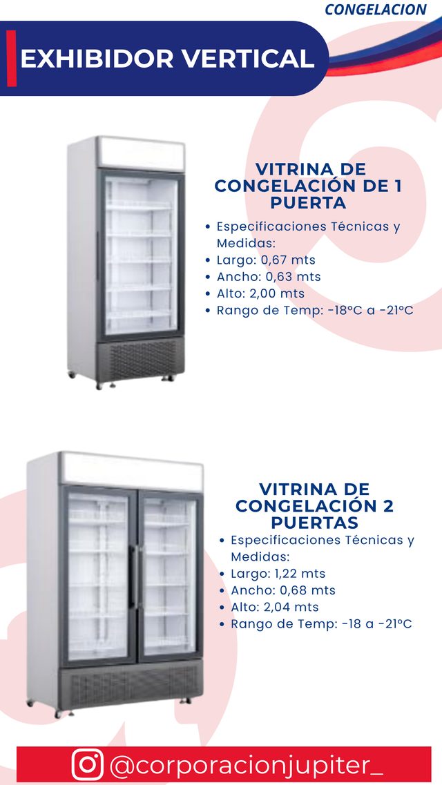 Vitrina de Congelación de 1 Puerta / Vitrina de Congelación 2 Puertas