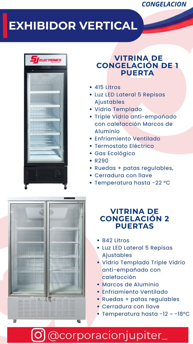 Vitrina de Congelación de 1 Puerta / Vitrina de Congelación 2 Puertas