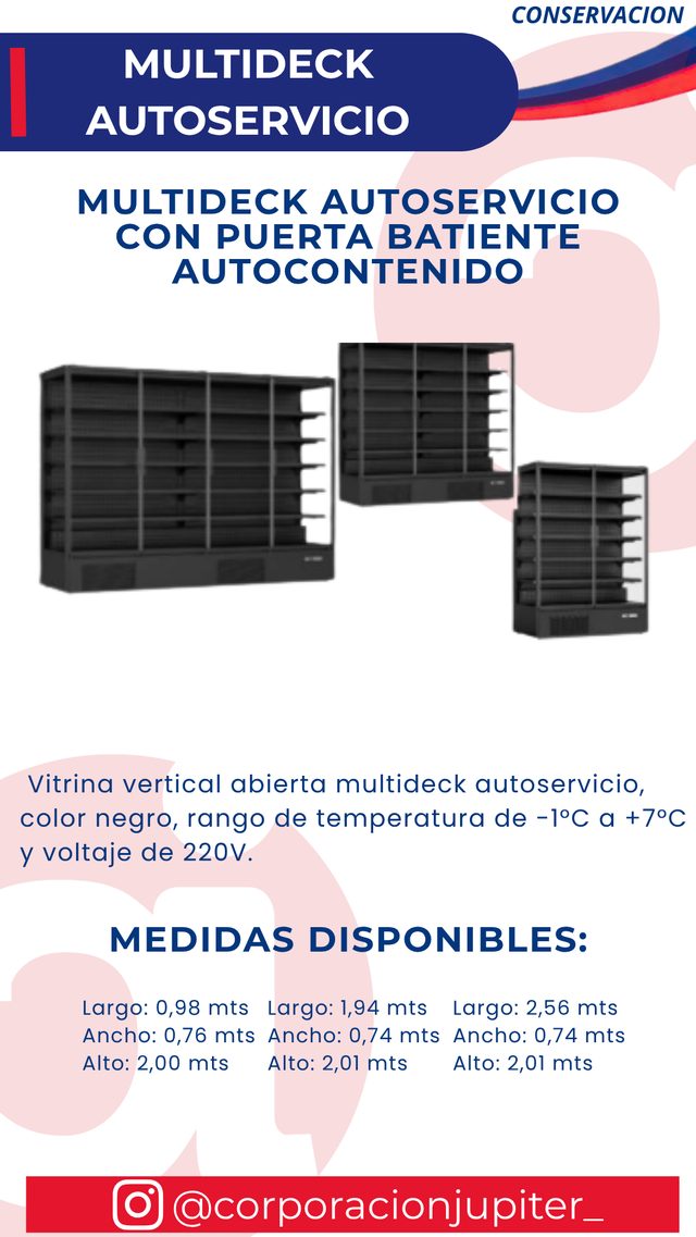 Multideck Autoservicio con Puerta Batiente Autocontenido