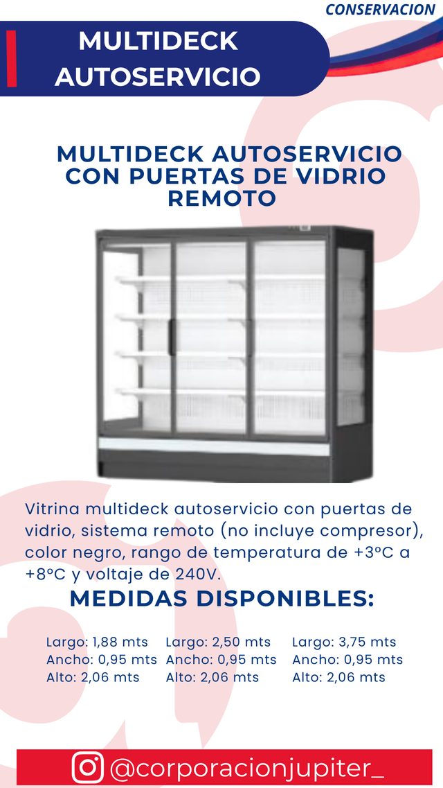 Multideck Autoservicio con Puertas de Vidrio Remoto