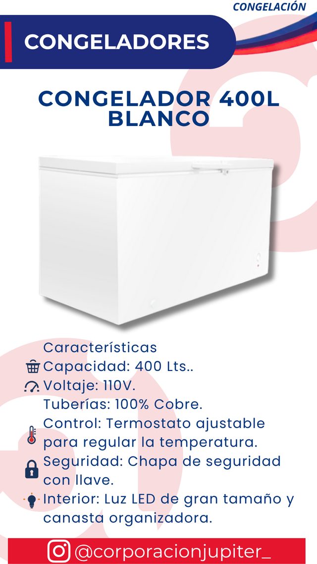 Congelador 400L Blanco