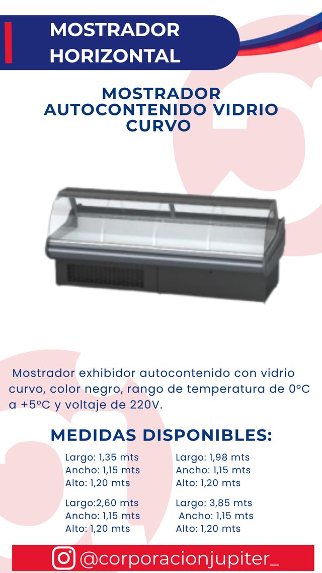 Mostrador Autocontenido Vidrio Curvo