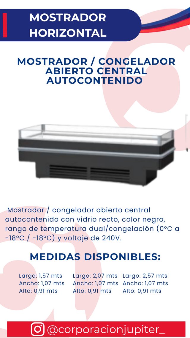 Mostrador / Congelador Abierto Central Autocontenido